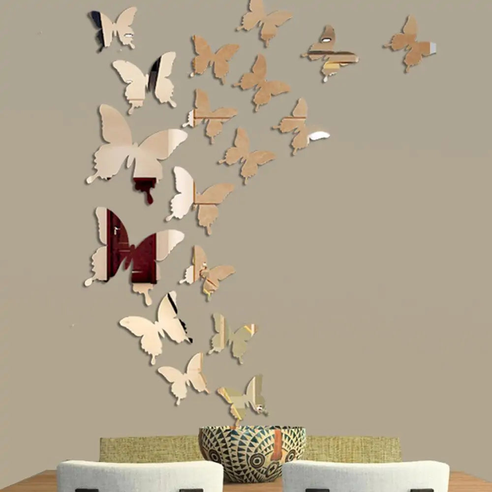 Mirror Wall 3D Butterflies Decal Sticker - Hominco