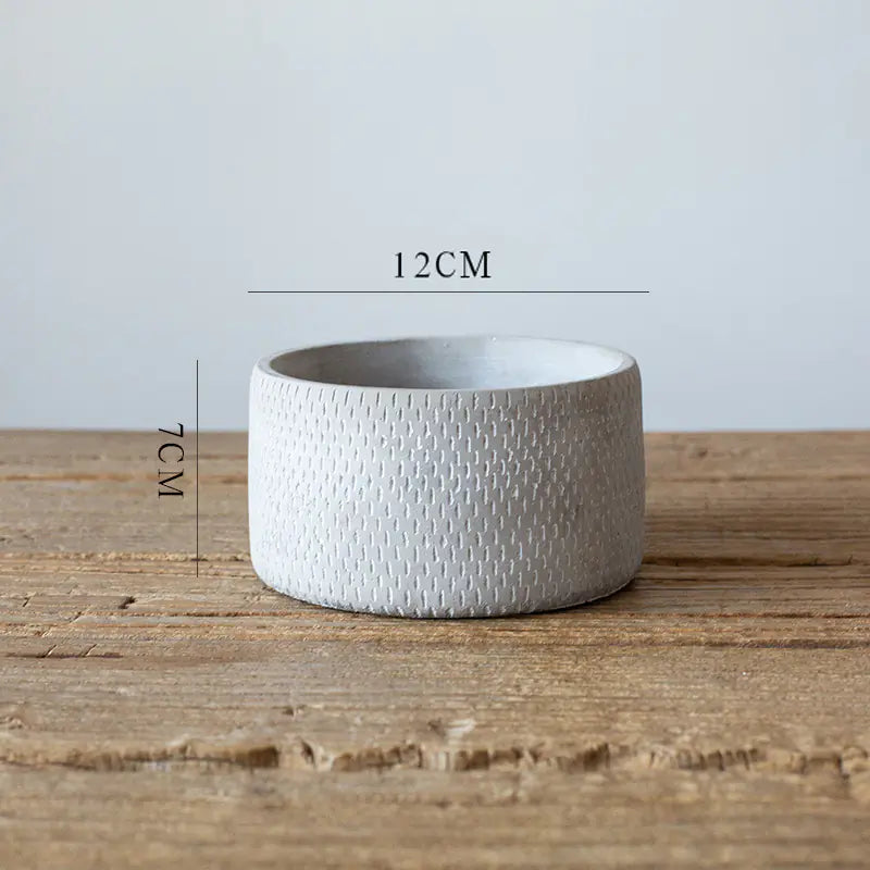 Vintage Cylindrical Cement Planter for Plants
