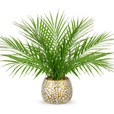 Briful Fake Plants 15 Faux Palm Plant in Gold-White Pot Realistic Artificial Plants Indoor for Home Farmhouse Centrepieces Wedding Decorations
