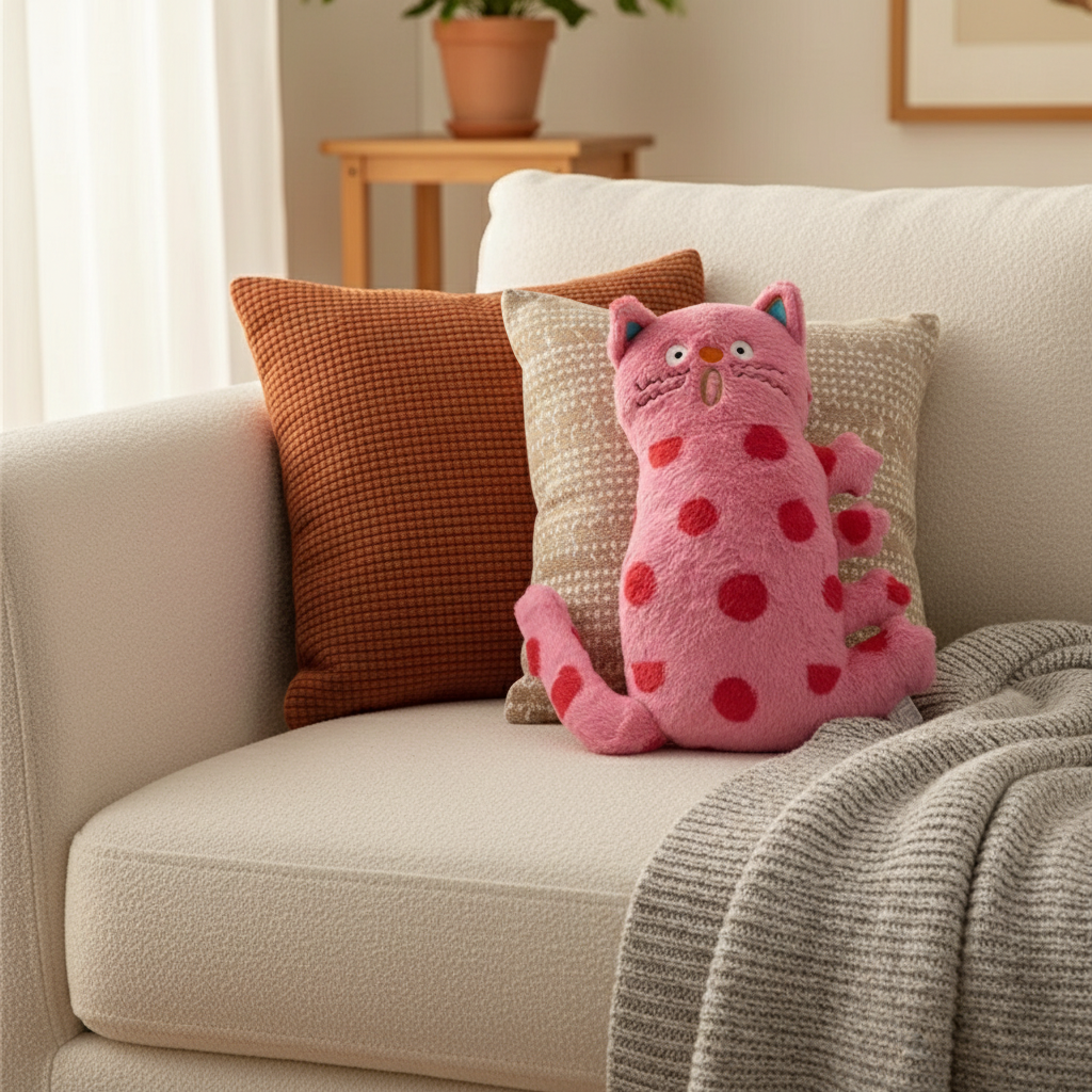 Cute Cat Pillow for Living Room Sofa Cushion