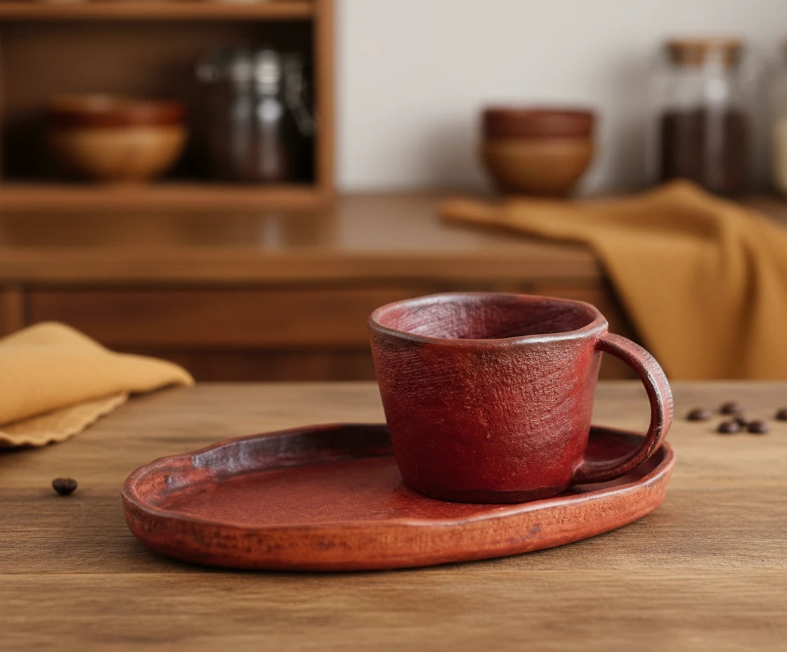 Handcrafted Japanese Pottery Clay Coffee Set