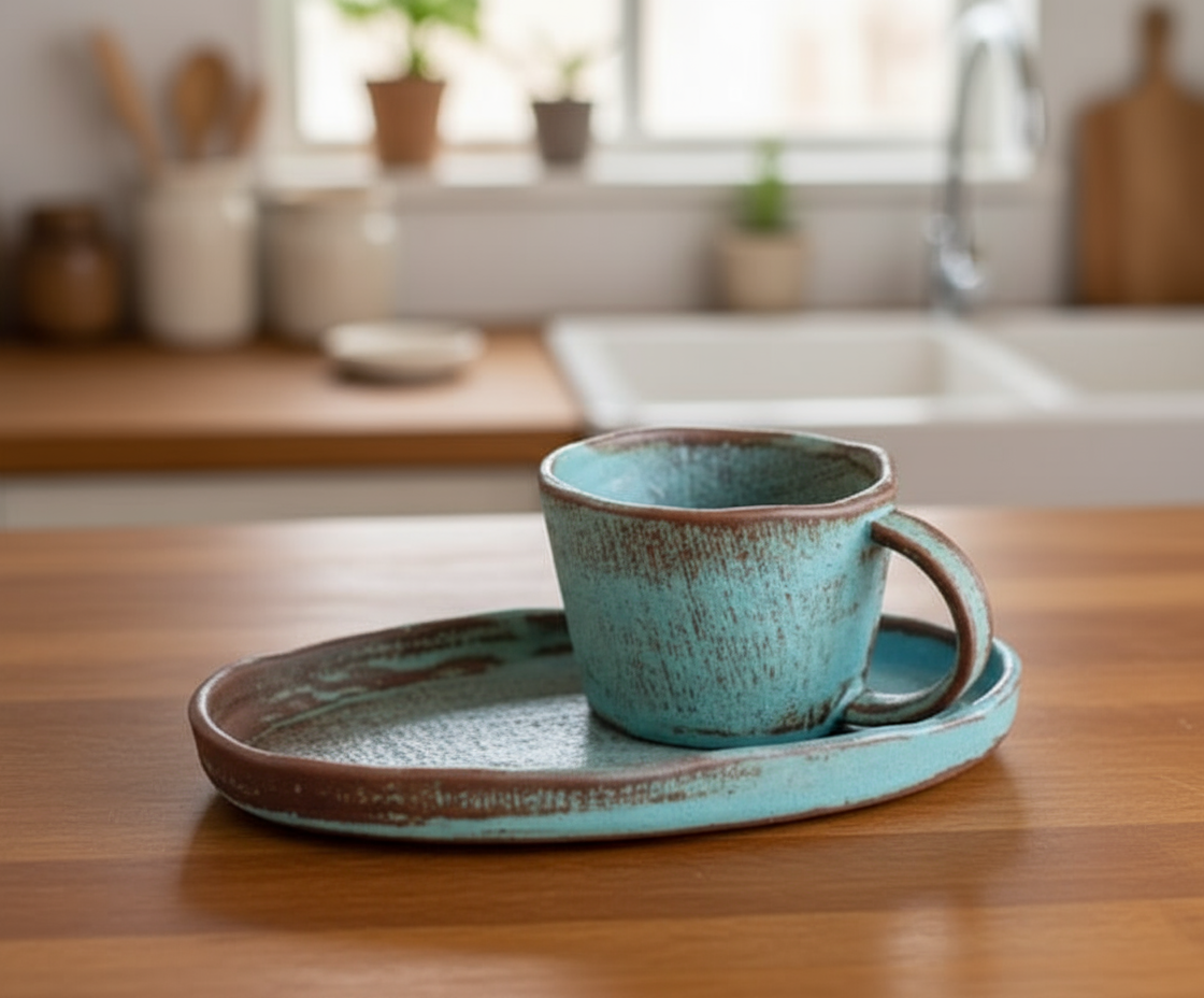 Handcrafted Japanese Pottery Clay Coffee Set