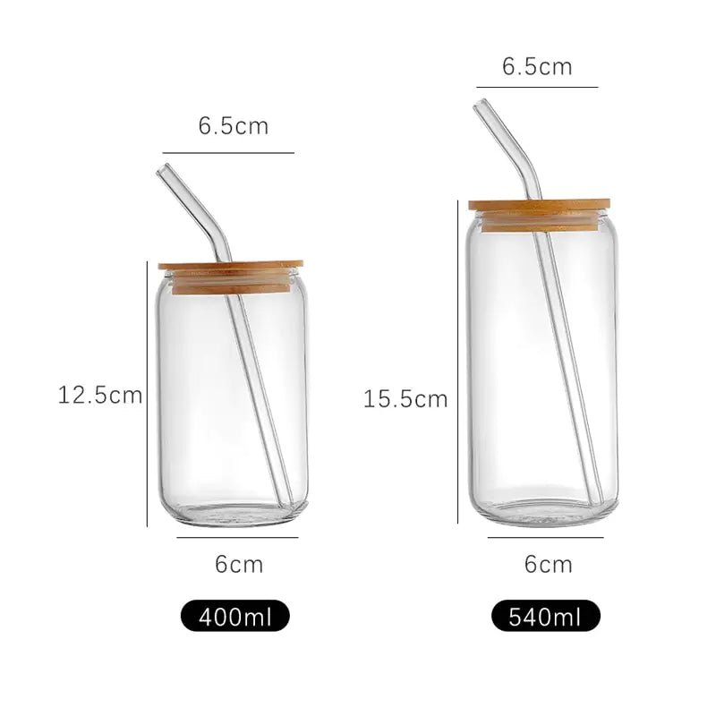 Aesthetic Glass Cup With Lid and Straw - Hominco