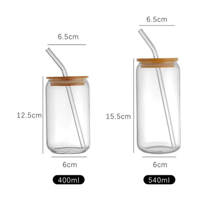 Aesthetic Glass Cup With Lid and Straw - Hominco