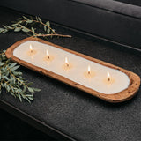 Rustic 5-Wick Wooden Dough Bowl Candle