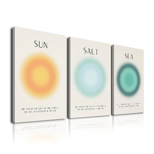 Sun Salt Sea Set of 3 Aura Beach Wall Art