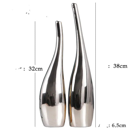 Nordic Gold Plating Ceramic Vases Model Room Home Decor - Hominco