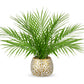 Briful Fake Plants 15 Faux Palm Plant in Gold-White Pot Realistic Artificial Plants Indoor for Home Farmhouse Centrepieces Wedding Decorations