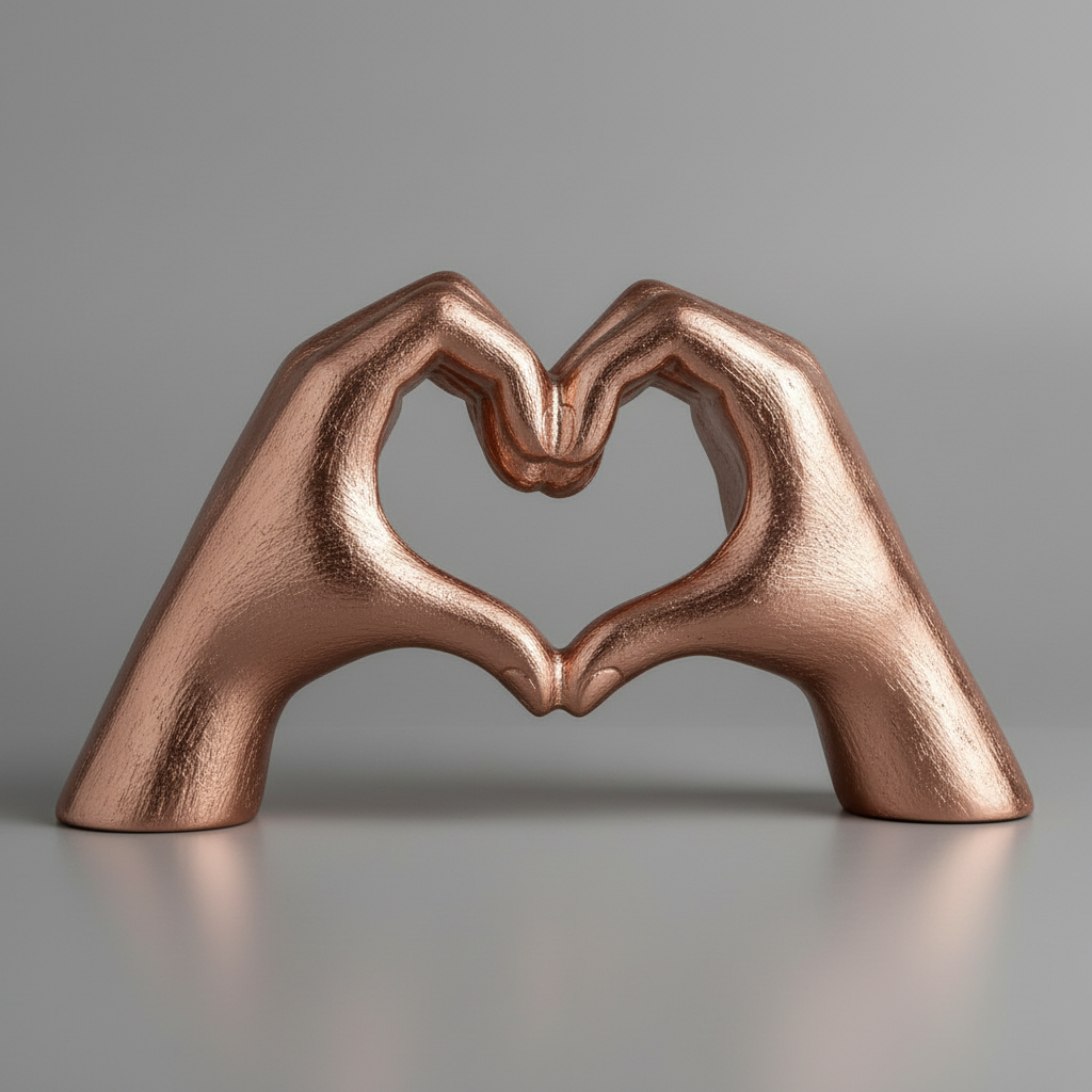 Love Heart Hands Statue Rose Gold