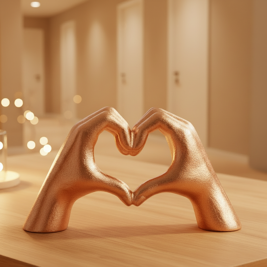 Love Heart Hands Statue Rose Gold