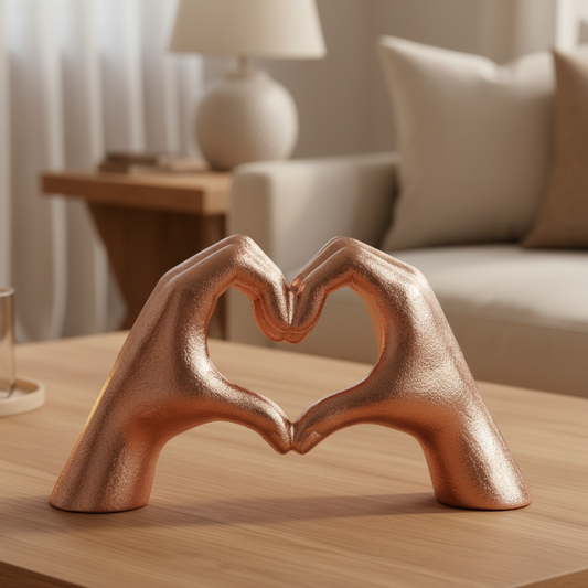 Love Heart Hands Statue Rose Gold